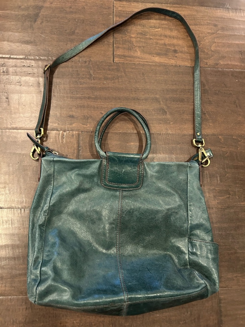 HOBO Distressed Teal Leather Crossbody Hobo